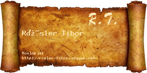Rösler Tibor névjegykártya